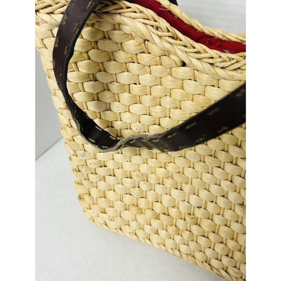 Cappelli Straworld Shoulder Bag Snap Closure Red Lined Zip Pocket - Picture 4 of 11